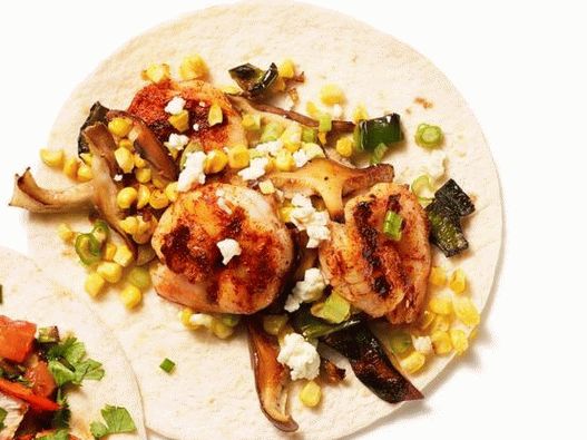 Fotka z Fajitas s krevetami, šampiňónmi a kukuricou