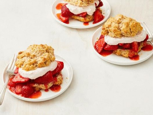 Fotografie, jahoda, shortcakes, s, trojitý, strawberries