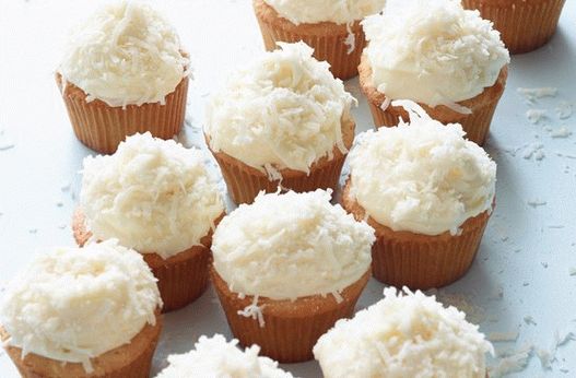 Foto kokosové muffiny s vanilkovým krémom