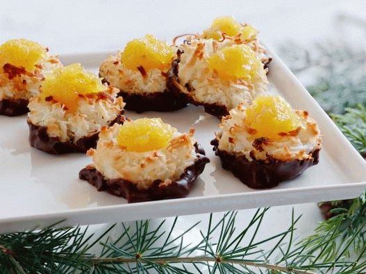 Photo Coconut, macaroons, s, ananás, a, čokoláda, poleva