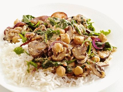 Foto krmivo s hubami a špenátom