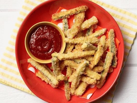 Fotka z misky - Pečená cuketa obaľovaná parmezánom