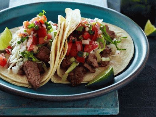 Taco, carne asada, s, šťavnatý, salsa
