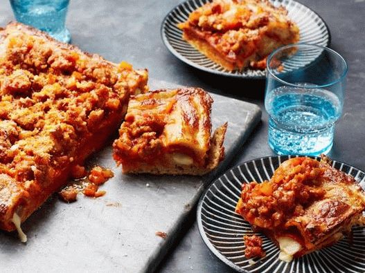 Foto pizza, s, kôra, plnený, s, mozzarella