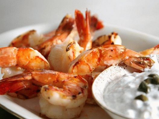 Grilované krevety s kapustou zadziki omáčkou