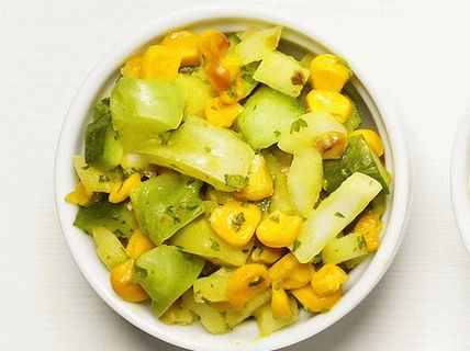 Foto ochutnajte z kukurice a zelených paradajok (predjedlá omáčka)