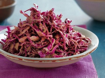 Foto, červený, kapusta, šalát, s, med, a, citrus, dressing