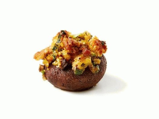 Fotografie zo šampiňónov plnených chorizom a kukuričným chlebom