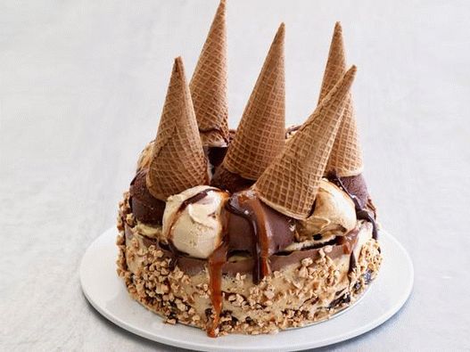 Fotografie, zmrzlina, torta, s, wafle, cones