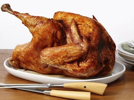 Foto pečená morka na plechovku piva