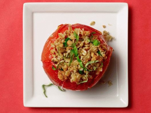 Foto pečené paradajky so syrom a ovsené vločky