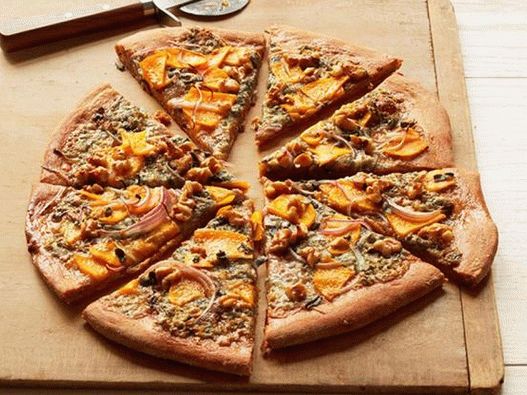 Pizza, s, muškátový oriešok, tekvica, a, gorgonzola